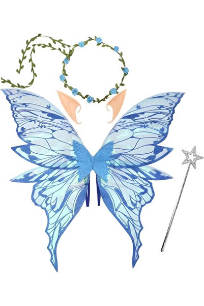 GGEROU Fairy Wings for Adults and Girls, Fairy Costume Set with Floral Garlan...