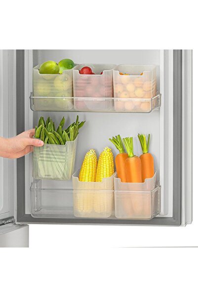 STARSTAR 6-Piece Translucent Plastic Refrigerator Door Storage Box