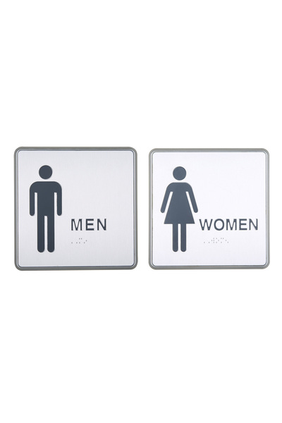 Tilki Dünyası Women's and Men's Wc Directional Sign Set - 15X15 cm Embossed a...