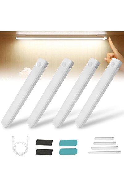 STARSTAR 4-Pack Non-Drill Smart Sensor Magnetic Charging LED Under-Cabinet Li...