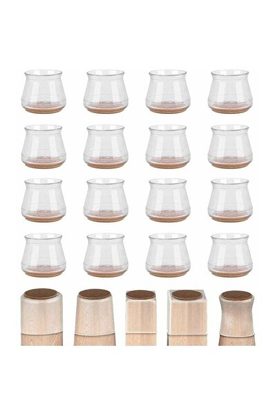 STARSTAR A set of 16 chair leg floor protectors – clear silicone slip pads fo...