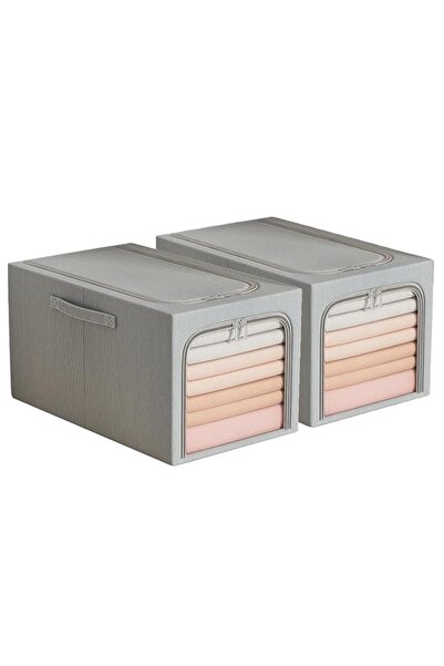STARSTAR 2-Piece Foldable Clothes Storage Basket Box with Viewing Window for ...