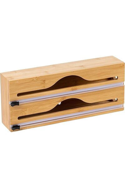 STARSTAR Aluminum foil dispenser, 2 rolls, drawer type, bamboo, height x widt...