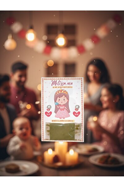 24 Adet Kişiye Özel İsimli 6 Ay Kınası Hatırası - İnci Küpeli ve Hijyenik Kınalı Kız Bebek Hediyeliği
