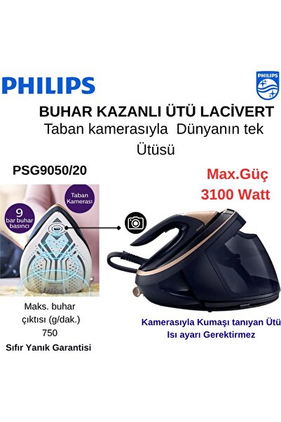 Philips Taban Kamerasıyla Dünyanın Tek Ütüsü ,PSG9050/20 Buhar Kazanlı Ütü La...