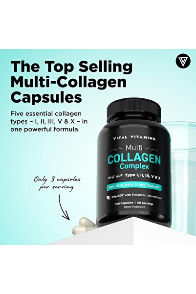 Vital Vitamins Multi Collagen Peptides Complex for Women & Men, 2-Pack | Supp...