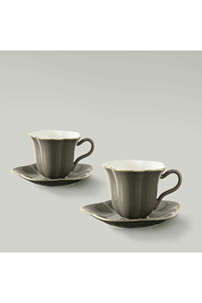 Linens Avelıne Porselen 2'li 100 ml Kahve Fincan Takımı Haki Gold