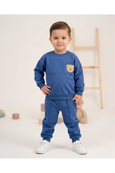 voyyo kids baby طقم رياضي للأولاد من نوع Slim M موسمي مطرز عليه دب سوزين، وتف...