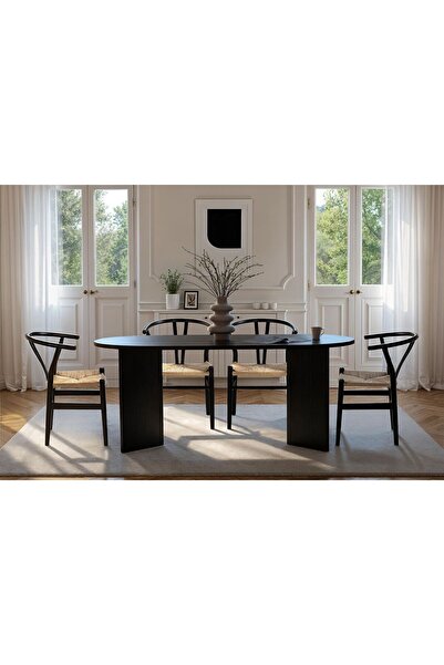 Mourah Home Sablin Modern Dining Table - 180 x 90 x 75 CM - Black Wood - M.Y....