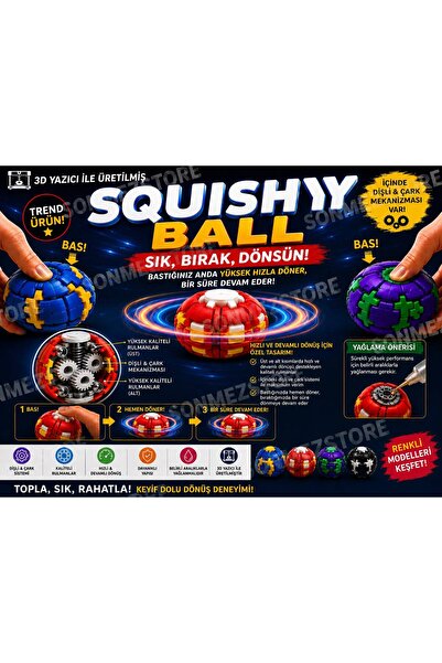 SONMEZSTORE 3D Üretim, Döner Rulmanlı Top Oyuncak, Spinner Ball, Spin Ball, S...
