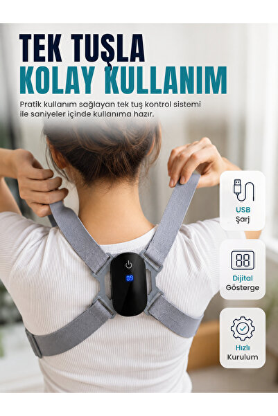 Generic Brand Adjustable Strap Smart Upright Posture Supporter with Digital D...