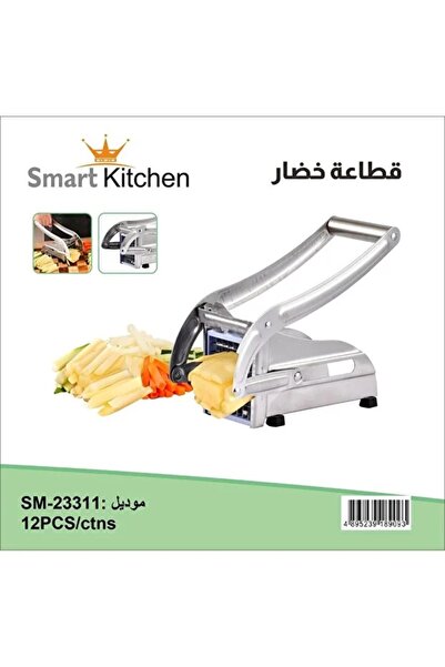 Smart Kitchen قطاعة بطاطس يدوية من الفولاذ المقاوم للصدأ مع شفرات 1/2 بوصة و3...