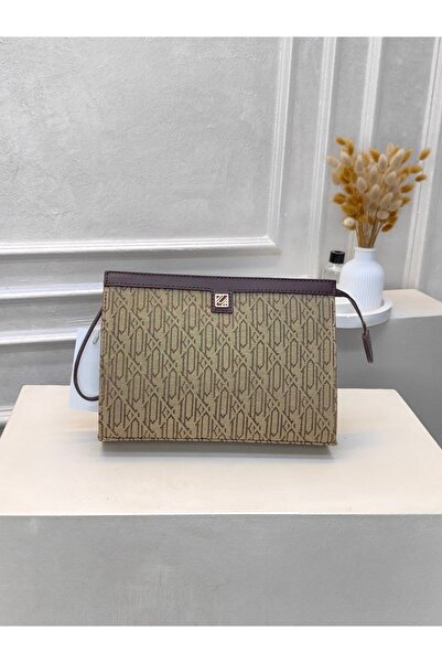 serenbutik Minimal Monogramlı Bilek Askılı Clutch Çanta Günlük Şık Portföy