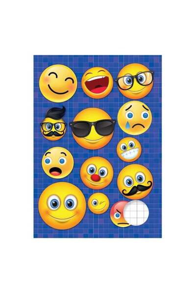 Jumbo Caiet A5 cu carouri mari și copertă cu emoji - 40 de foi
