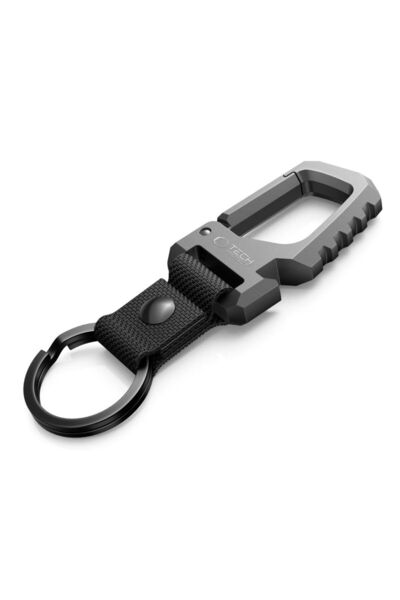 Tech-Protect Breloc carabinieră cu blocare glisantă pentru agățat chei, gri m...