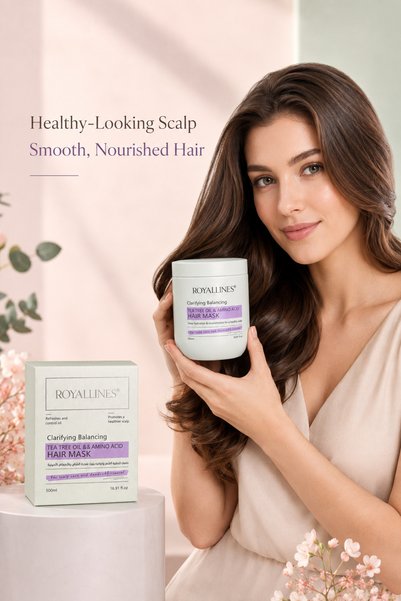 ROYALLINES Clarifying Balancing Tea Tree Oil & Amino Acid Hair Mask 500ml – Deep Hydration, Scalp Care, Oil Control & Anti-Dandruff Treatment