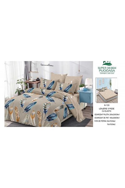 Pucioasa Set de lenjerie de pat gros Finet, 6 piese, cu cearșaf cu elastic BB...