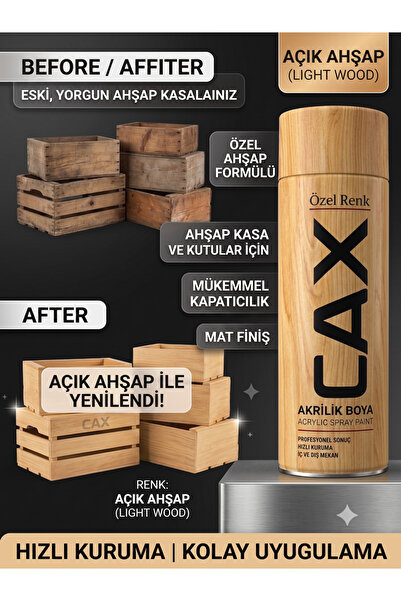 caxcolors CAX Akrilik Sprey Boya Krom Rengi 400ml - Ahşap Kasa ve Kutular İçi...
