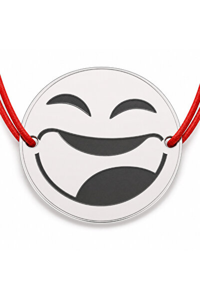 Simoshop Brățară argint 925 cu bănuț emoji, șnur reglabil — cadou simbolic