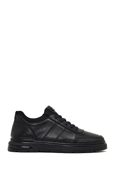Derimod Men's Black Lace-Up Thick-Soled Leather Sneaker Wm700004Dv