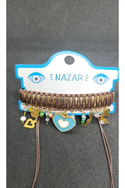 ndjewelry Alaçatı Amour Sky Leather Drawstring Bracelet & Anklet – Brown