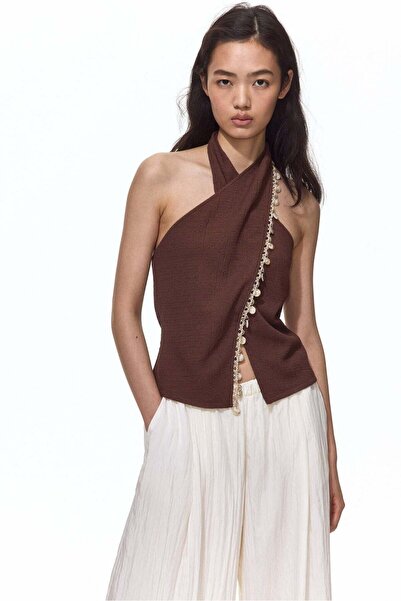 H&M Embellished halterneck top