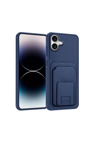 Zebana Apple iPhone 17 Uyumlu Kılıf FlexStand Kartlıklı Silikon Kılıf Lacivert