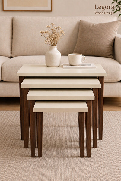 LEGORA WOOD DESIGN 4’lü MDF Ahşap Zigon Sehpa