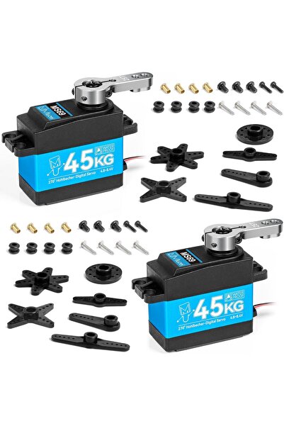 Miuzei Set de 2 servomotoare RC 45Kg, 4.8V - 8.4V, impermeabile, angrenaj met...