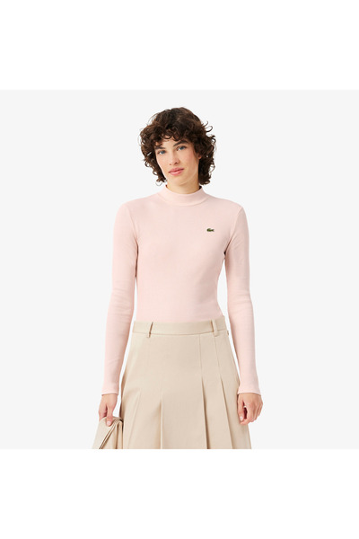 Lacoste Kadın Slim Fit Uzun Kollu Pembe T-Shirt