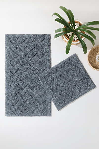 Yataş Usit Cotton 2-Piece Bath Mat Set - Anthracite