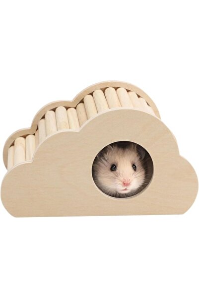 STARSTAR Cloud-shaped wooden hamster house with ladder, suitable for small pe...