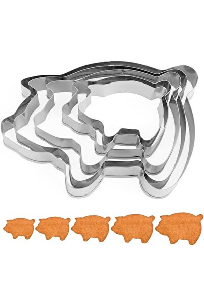 STARSTAR Set of 5 Pig-Shaped Cookie Molds, 5 Sizes Stainless Steel Animal-Sha...