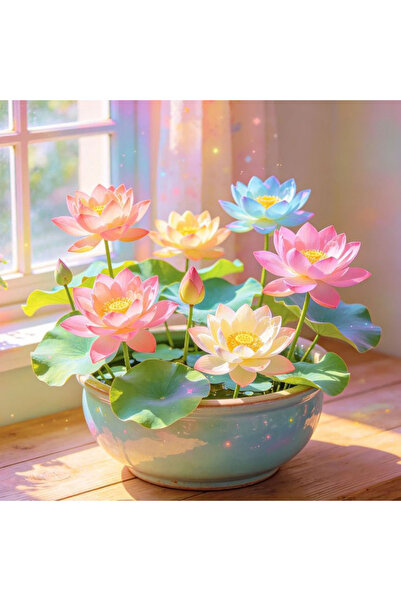 Bloom & Sow Seed Multicolor Mini Lotus Potted Seeds – Indoor Windowsill Aquat...