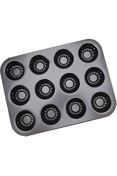 STARSTAR Two durable carbon steel cake molds - black - twelve-cavity baking pans