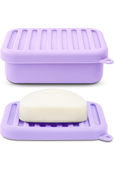 STARSTAR Leak-proof silicone travel soap dish with drain lid - (light purple)