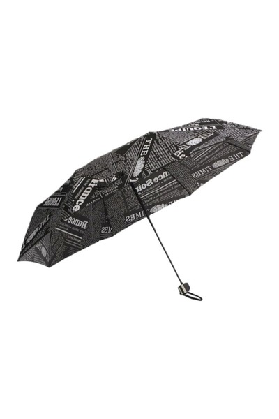 HALAMODO Stylish Newspaper Print 3-Fold Umbrella with 8 Ribs, Windproof and U...