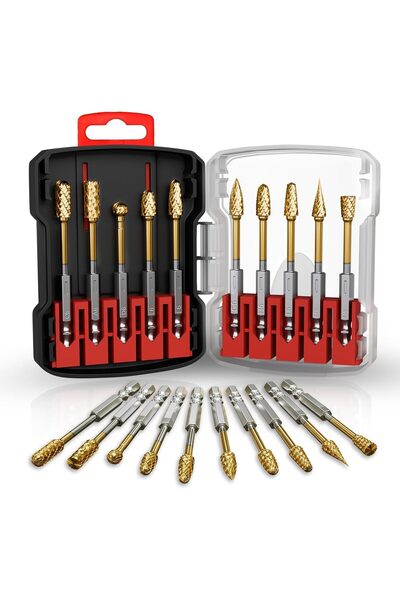 STARSTAR 10-piece grinding head set for pneumatic grinders, stone grinding an...
