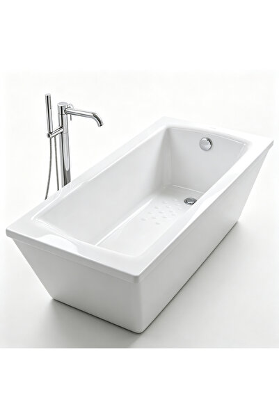 Generic Brand 1PCS Elegant White Freestanding Oval Bathtub, Premium Solid Acr...