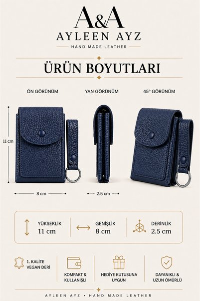 Ayleen Ayz Viral Vegan Leather Card Holder Wallet & Keychain Set |   Cash Money Box with Gift Box