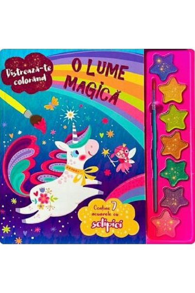 Flamingo O lume magica. Carte de colorat cu 7 acuarele cu sclipici