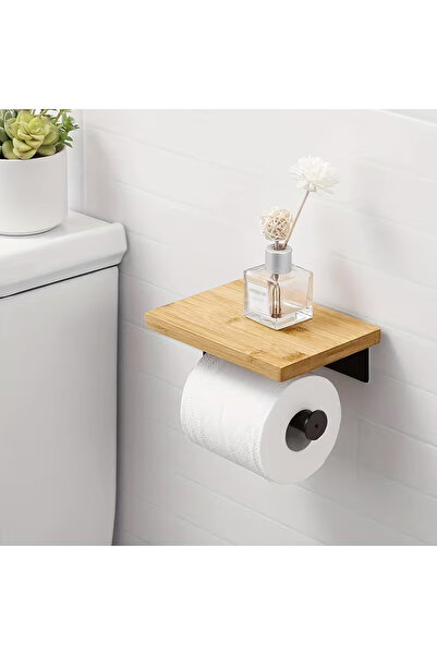 STARSTAR Solid Wood Toilet Paper Holder with Sink Shelf and Phone Holder (No-...