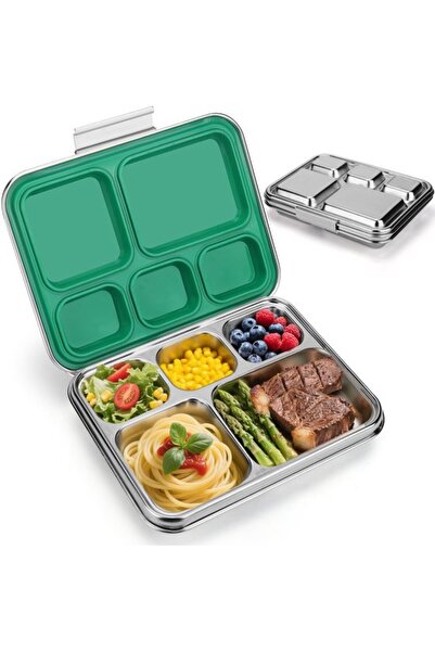 STARSTAR Stainless Steel 5-Compartment Bento Lunch Box, Leak-Proof Food Conta...