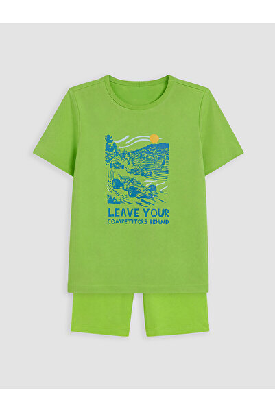 LC Waikiki Nevavm Printed Boy's Pajama Set with Shorts
