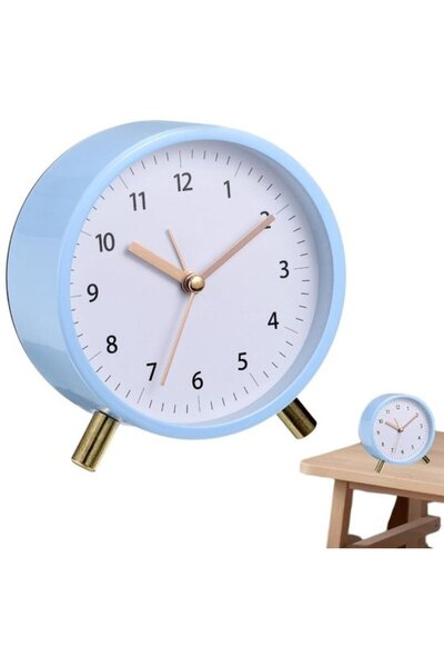 STARSTAR Metal quartz alarm clock, round travel alarm clock, suitable for the...