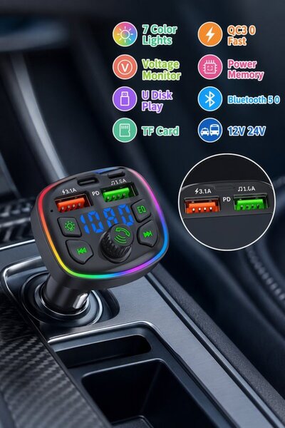 Generic One Abs Bluetooth 50 Car Fm Transmitter Dual Usb Fast Charger Voltage...
