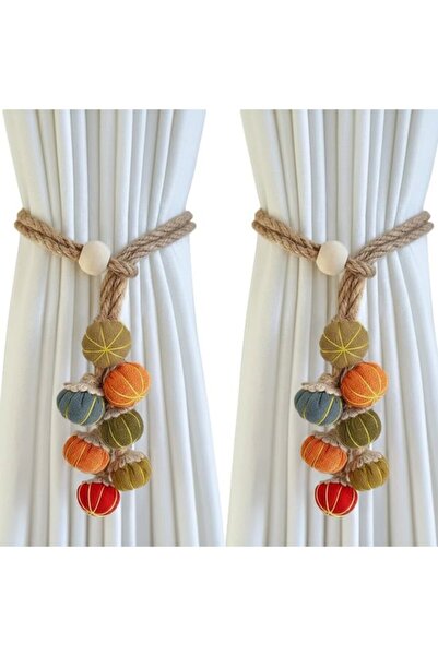 STARSTAR 2-Pack Natural Jute & Cotton Hand-Woven Rustic Bohemian Curtain Tieb...