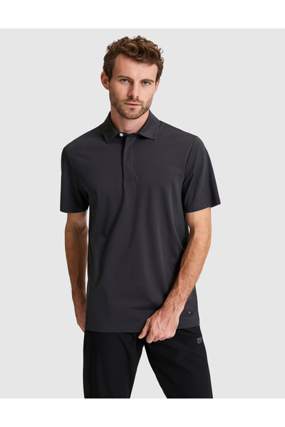 Pierre Cardin Anthracite Regular Fit Buttoned Polo Neck T-Shirt 50321212-Vr006