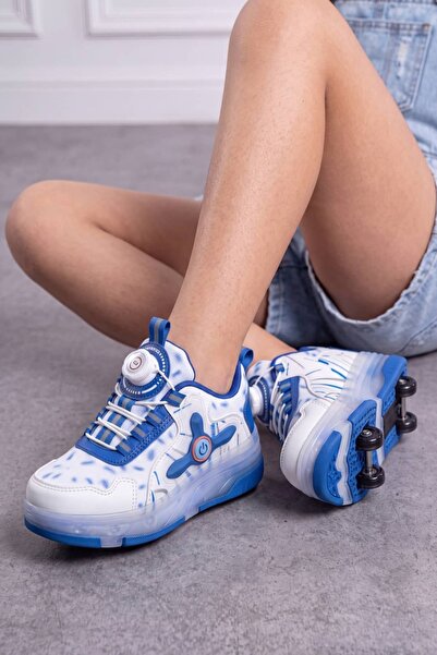 NAVİSHOES Çocuk Tekerlekli Işıklı Otomatik Bağcıklı Spor Ayakkabı | Paten Kay...
