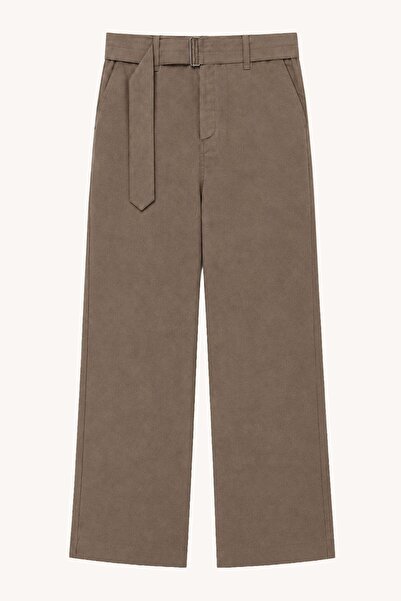 Antioch Khaki Lyocell Blended Belted Trousers